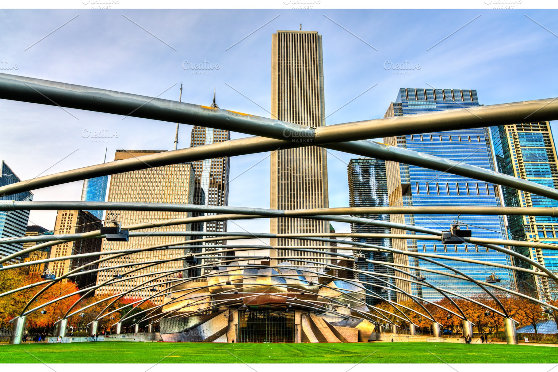 Music Pavilion at Millennium park in, an Architecture Photo by Leonid Andronov