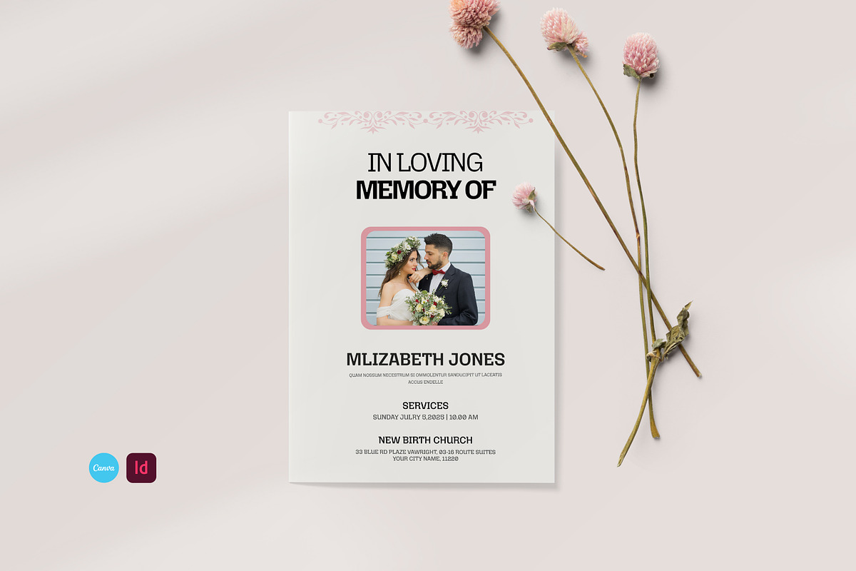 Heaven Dove Funeral Program Template, an Invitation Template by Creatiya Type (Photo 1 of 6)