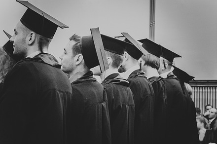 Shot of graduation caps
