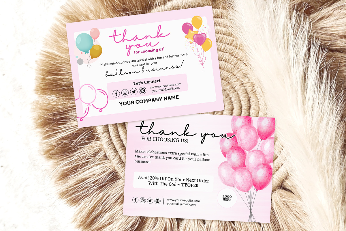 Balloon Business Thank You Card, a Card Template by Snapybiz (Photo 6 of 9)