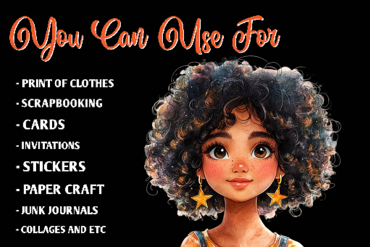 Cute Juneteenth Afro Girl Clipart, an Illustration by CreationArt (Photo 2 of 9)
