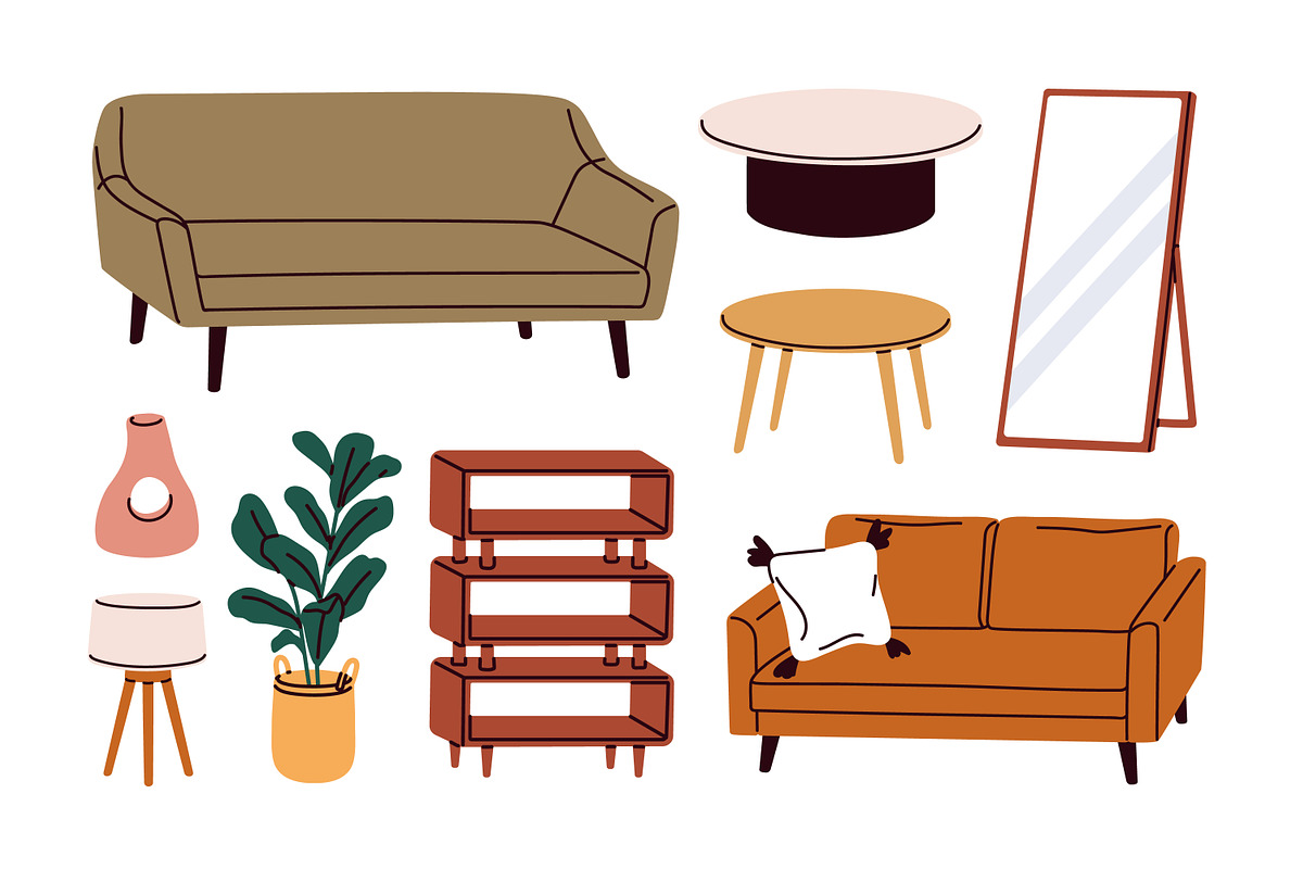 Modern furniture set. Home decor, an Object Illustration by Good Studio (Photo 6 of 7)