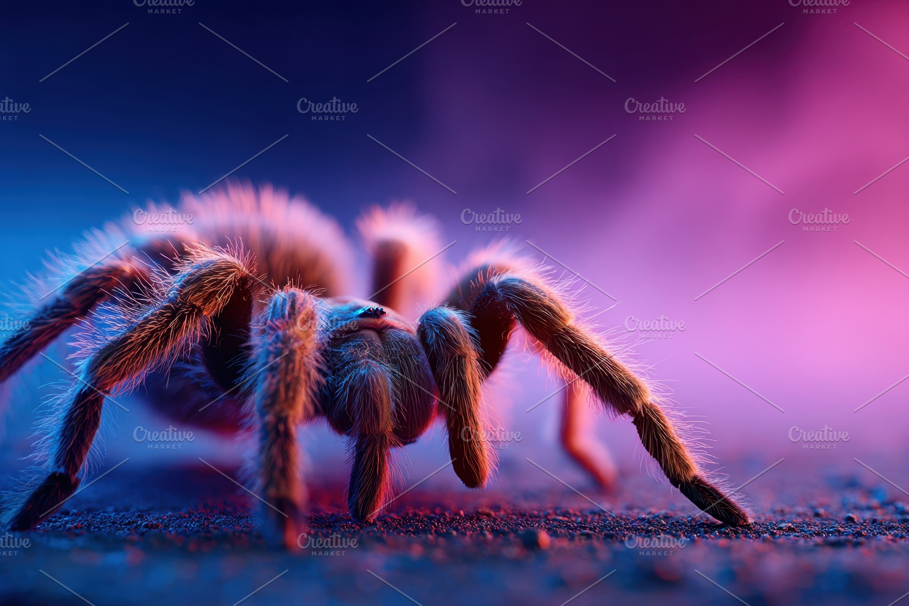 Vibrant close-up of a tarantula spider, an Animal Photo by AlyaAnd
