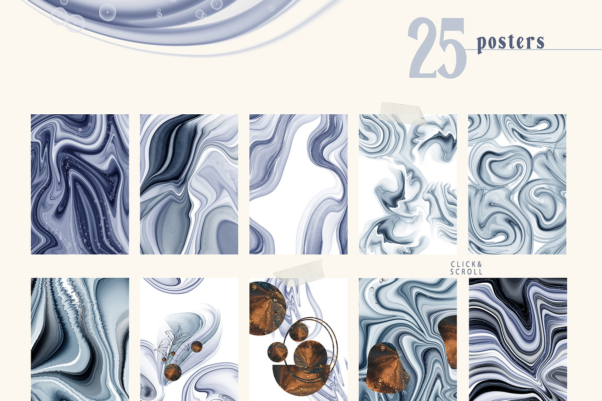 Winter alcohol ink and line art set, a Texture Illustration by Tiana Geo (Photo 4 of 15)