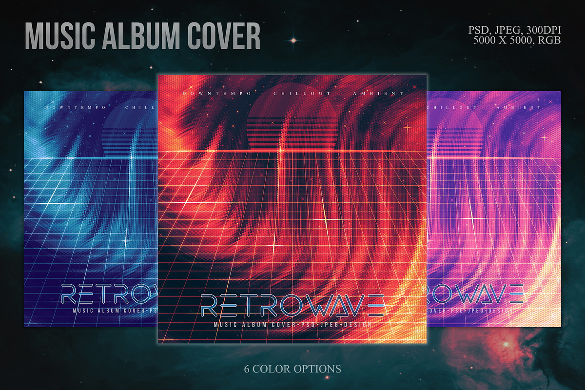 Retrowave Music Album Cover Art #5, a Templates & Theme by Kolosjoki