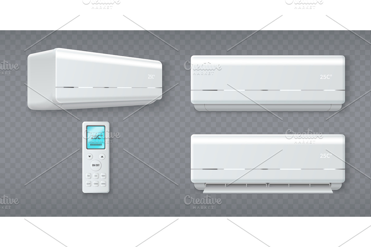 White air condition 3d units with, an Object Illustration by art PVP - market