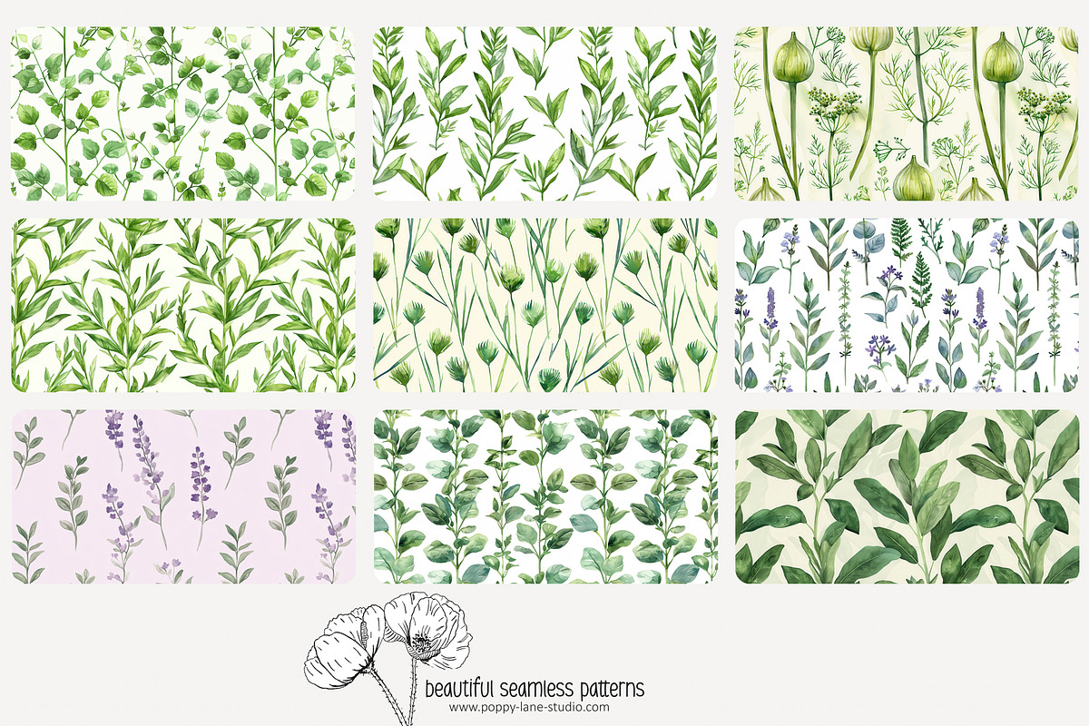 70 kitchen herb seamless pattern, a Pattern Graphic by Poppy Lane Studio (Photo 6 of 10)
