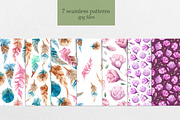 Watercolor feather and flowers, a Texture Illustration by katyabuslaeva (Thumbnail 4 of 4)