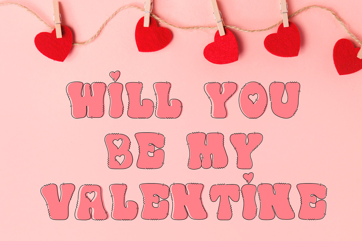 Red Rose Retro Valentine Font, a Handwritten Font by Freeling Design House (Photo 5 of 5)