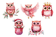 Christmas Owl Watercolor Clipart, an Illustration by Dream Creation (Thumbnail 7 of 8)
