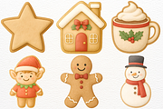 Christmas Gingerbread Cookies PNG, a Food Illustration by SugarCloudStudioArt (Thumbnail 2 of 6)
