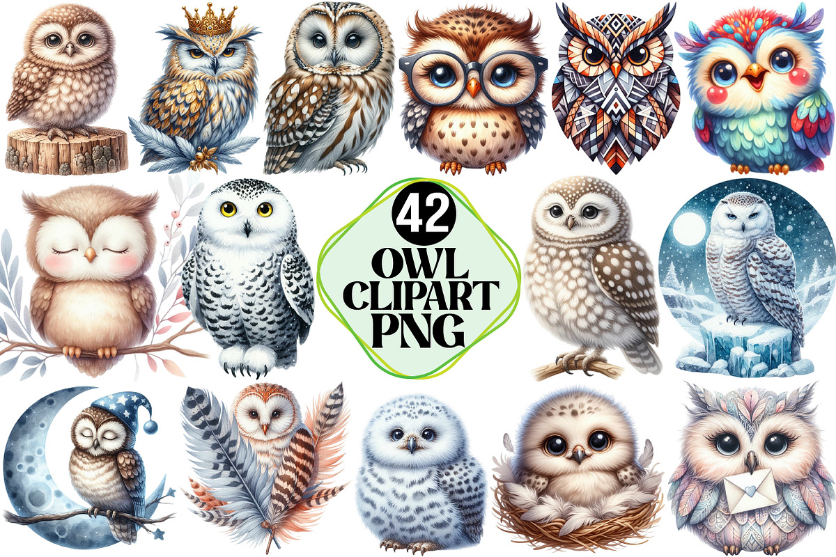 Owl Clipart Bundle, an Illustration by Pixels.Craft (Photo 1 of 7)