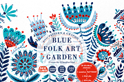 Blue Folk Art Garden, a Pattern Graphic by Arie Clares (Thumbnail 13 of 13)