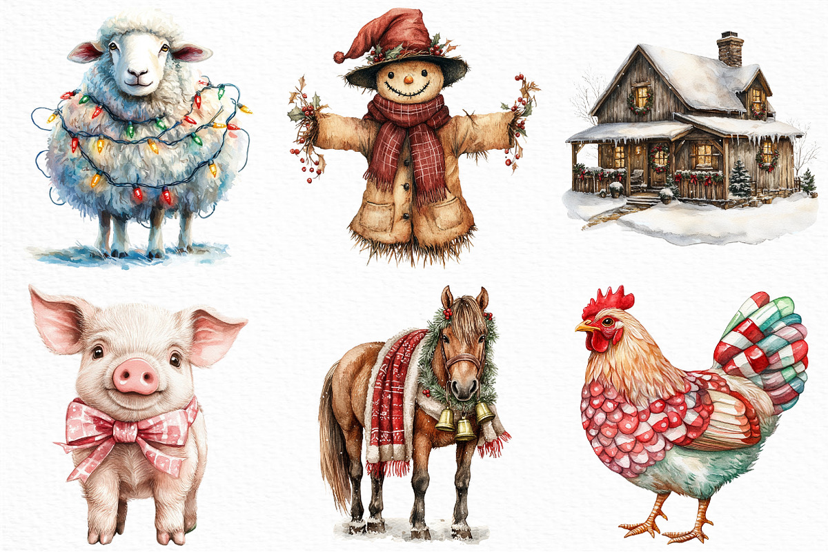 Christmas Farm Sublimation Clipart, an Illustration by Craft Nest (Photo 4 of 6)