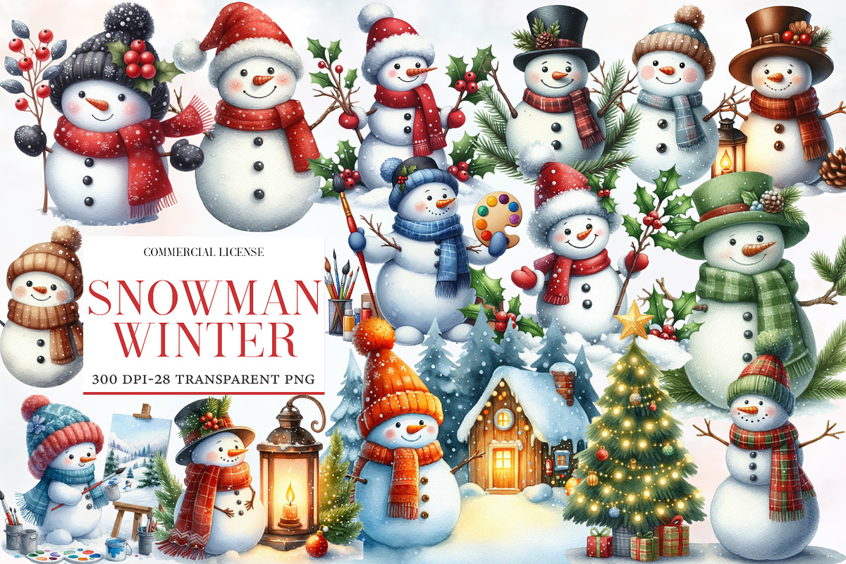 Snowman Winter Clipart, an Illustration by Designworld (Photo 1 of 6)