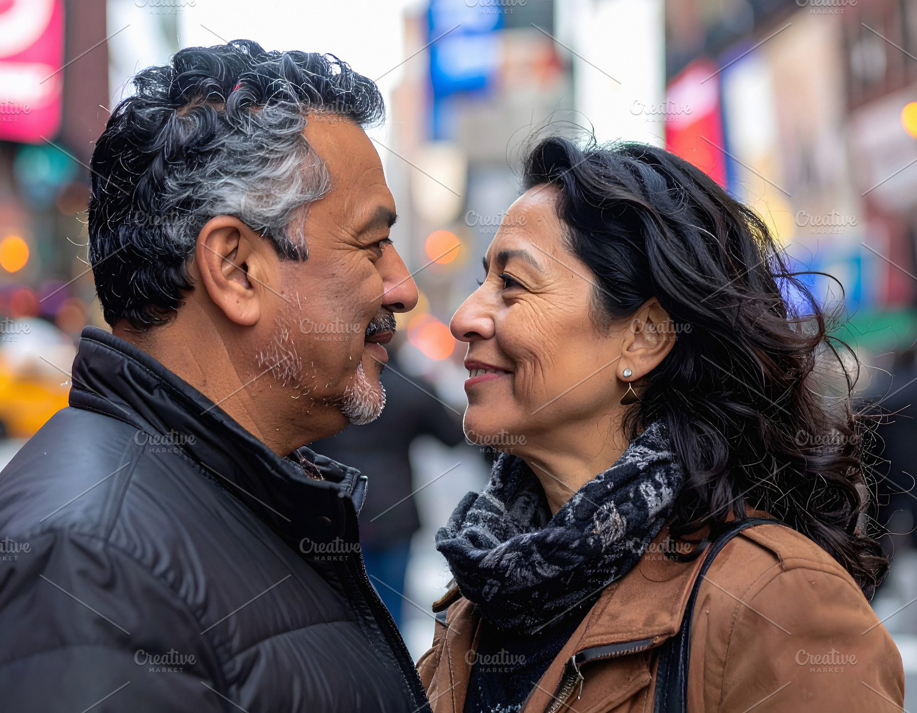 Couple seniors looking at each other with affection, a Person Photo by GoodGoods