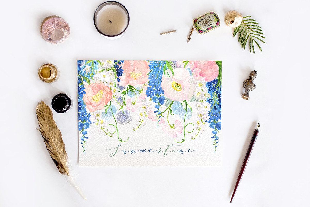 Summertime watercolor flowers, a Texture Illustration by LABFcreations (Photo 9 of 9)