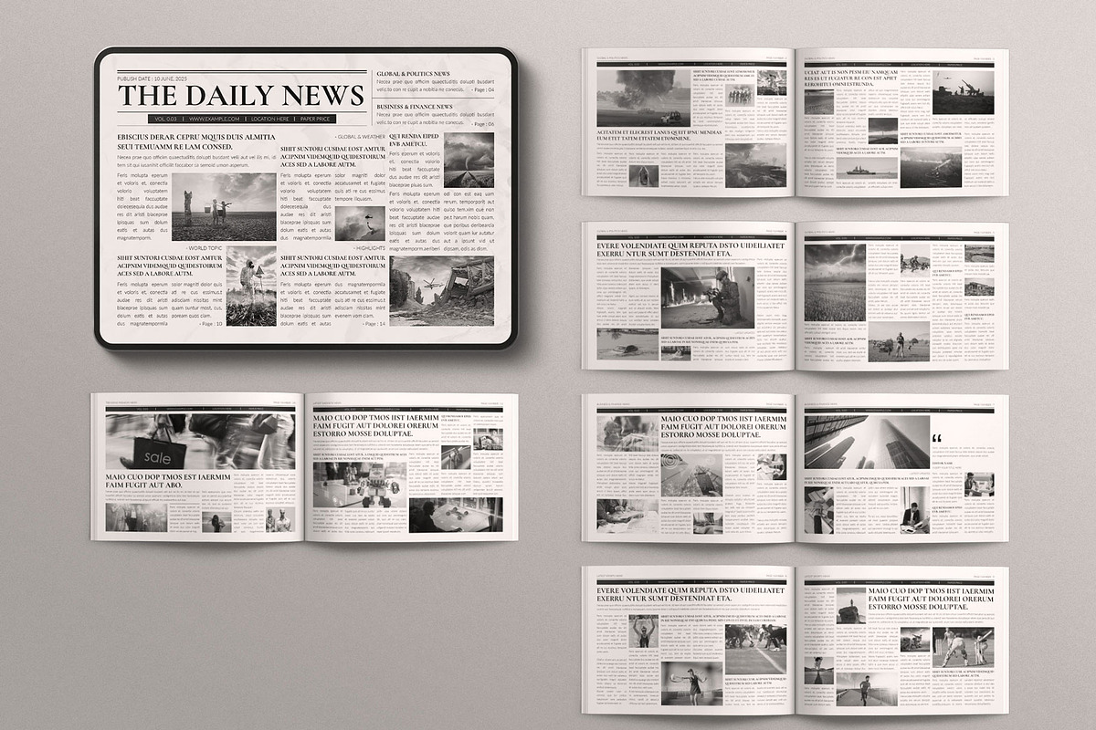 Digital Newspaper Template Landscape, a Brochure Template by TemplatesForest (Photo 1 of 2)