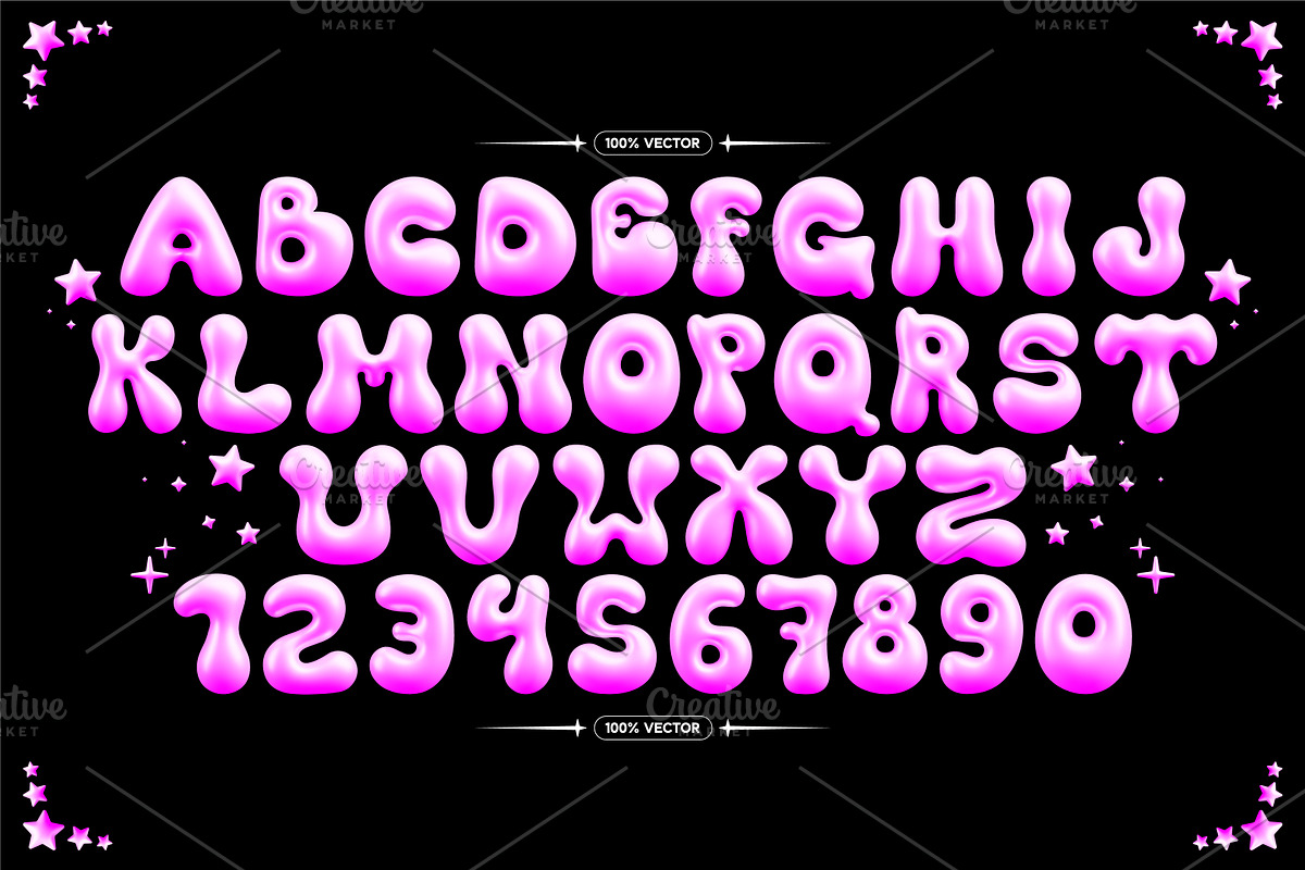 CANDY 3D BUBBLE FONT VECTOR, a Handwritten Font by BonkiStudio (Photo 2 of 2)
