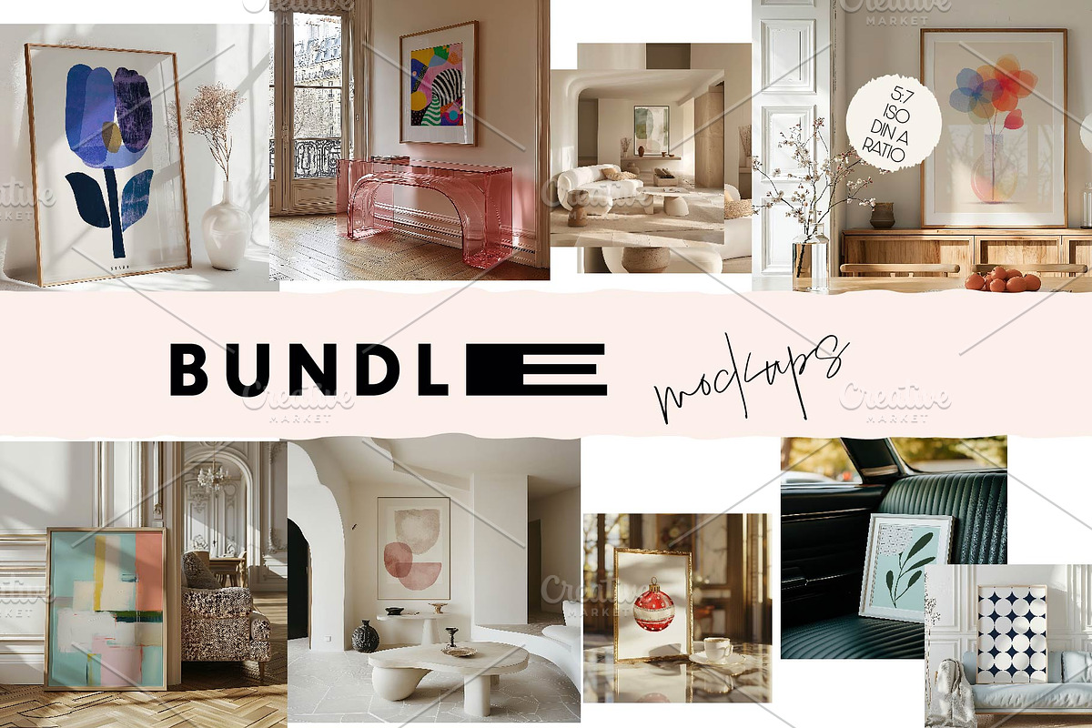 BUNDLE Frame Mockups ISO DIN A ratio, a Household Mockup by MOAROShop (Photo 1 of 9)