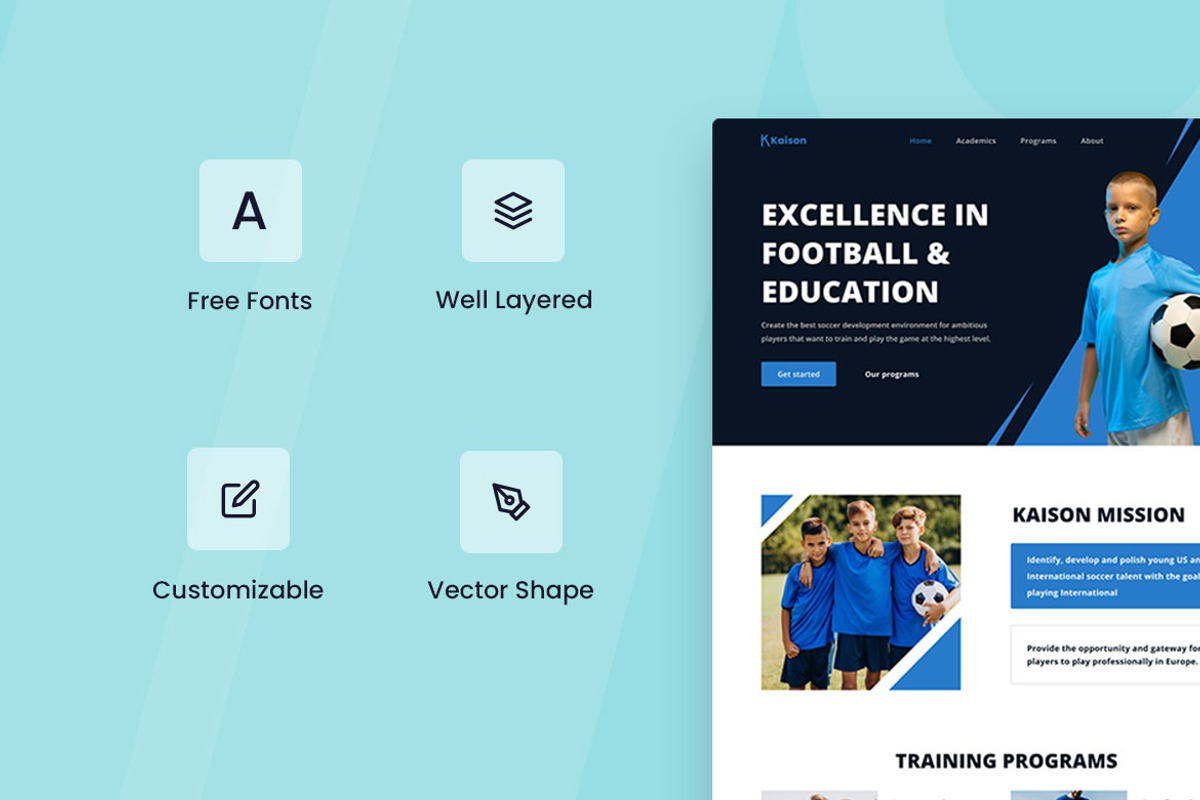 Soccer Academy Web Design, a Wireframe Template by INSPR STD (Photo 5 of 6)