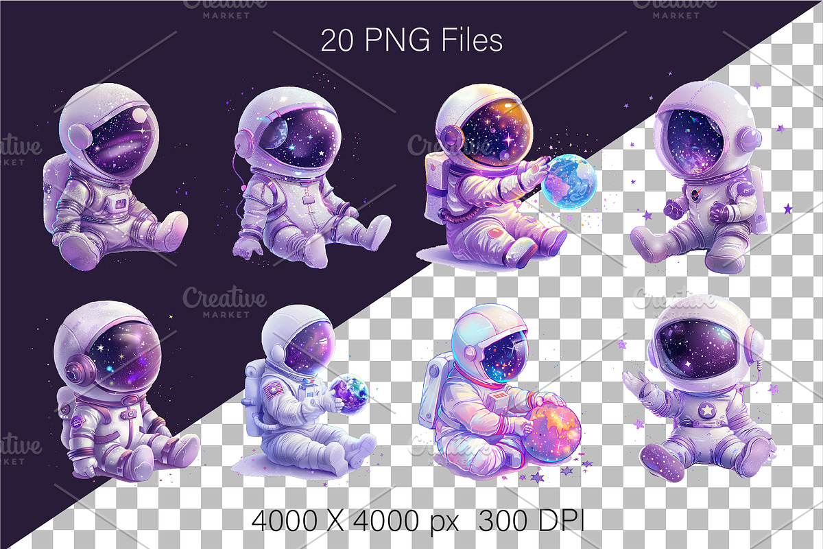 Cute baby astronaut 01. T-Shirt, PNG, an Animal Illustration by KENO Mascots (Photo 3 of 10)
