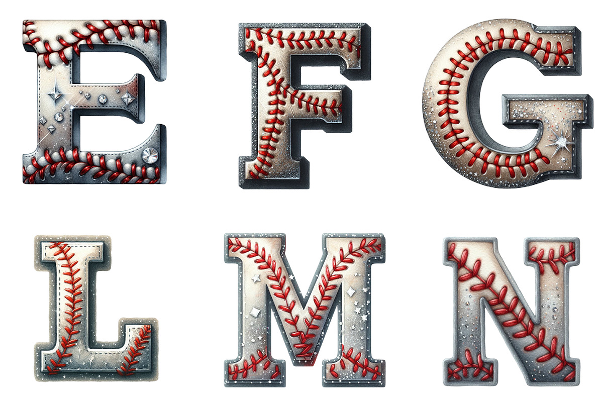 Glittery Baseball Distressed Alphabe, an Illustration by DreamArtGraphic (Photo 2 of 4)