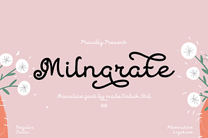 Milnarate Monoline Script, a Script Font by madeDeduk