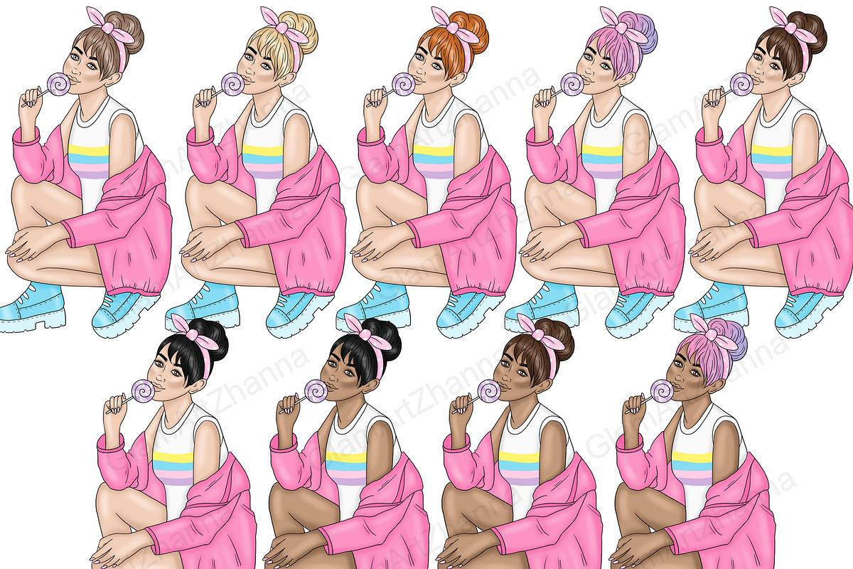 Sweet Girl Clipart Girls, a Person Illustration by GlamArtZhanna (Photo 2 of 4)