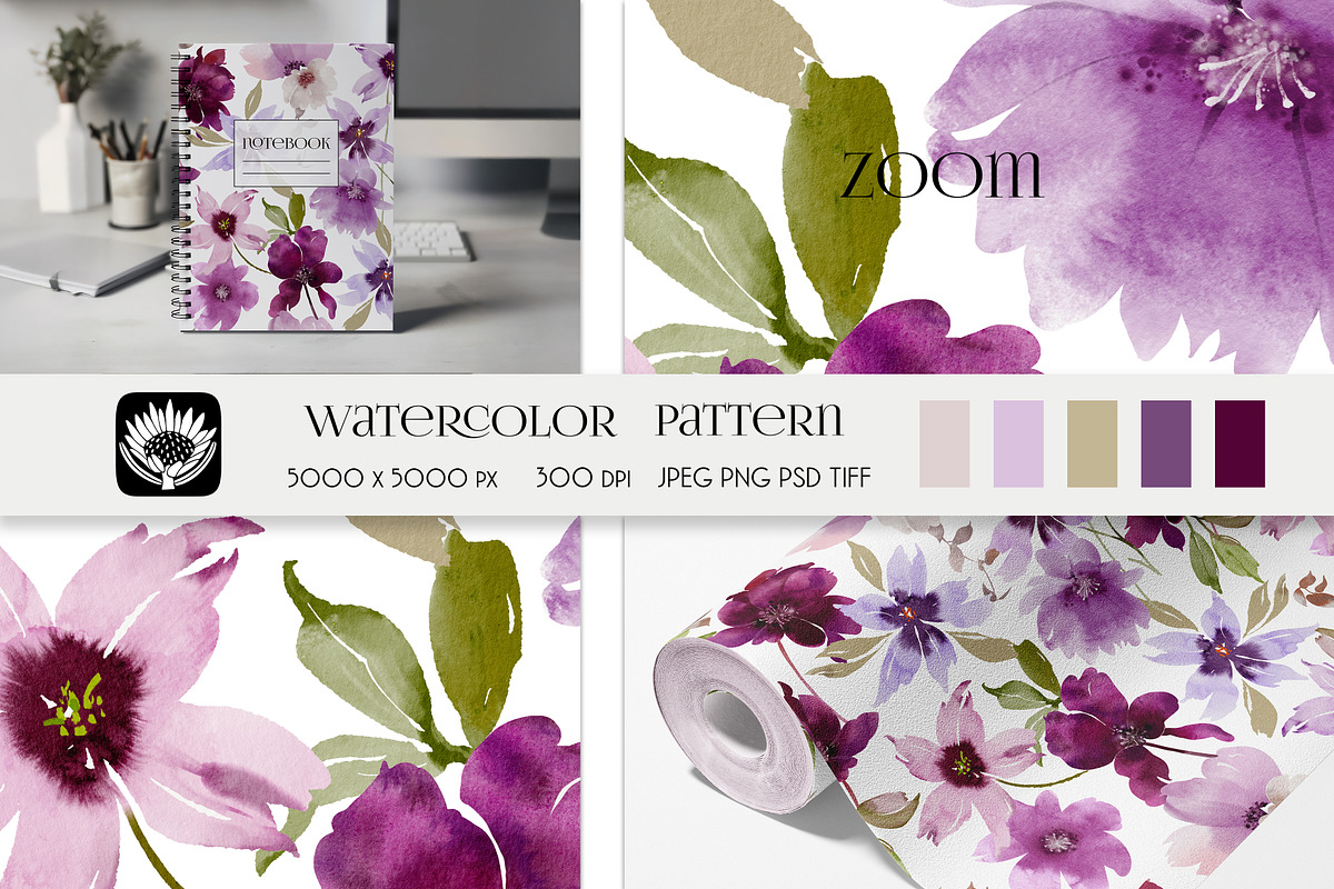 Watercolor Floral Pattern, a Pattern Graphic by PROTEA Watercolor Studio (Photo 5 of 8)