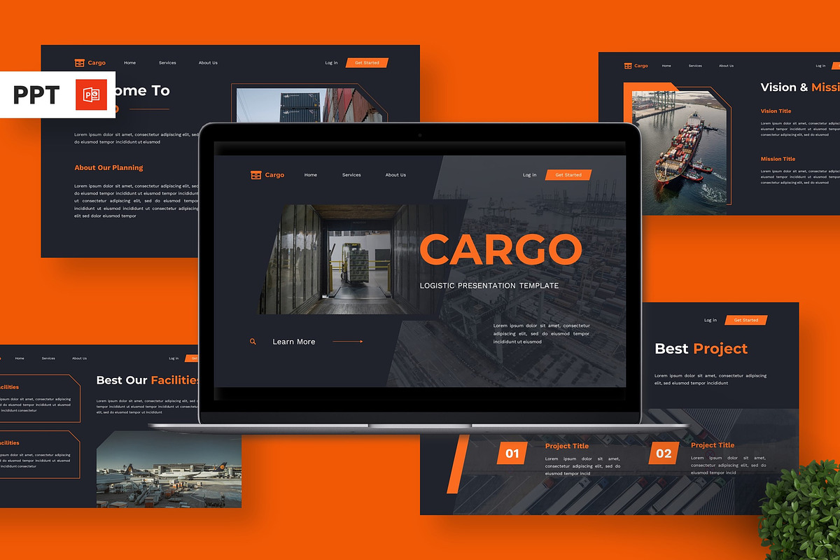 Cargo - Logistic Powerpoint, a Presentation Template by Deepslide Studio