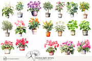 100 watercolor house plants clip art, a Seasonal Illustration by Poppy Lane Studio (Thumbnail 2 of 12)