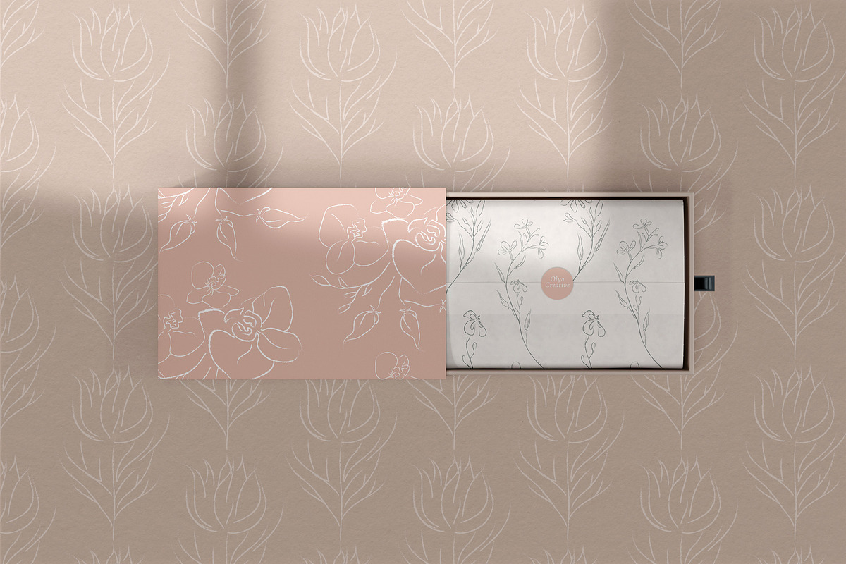 Line Drawing Floral Patterns, a Pattern Graphic by Olya Creative (Photo 7 of 8)