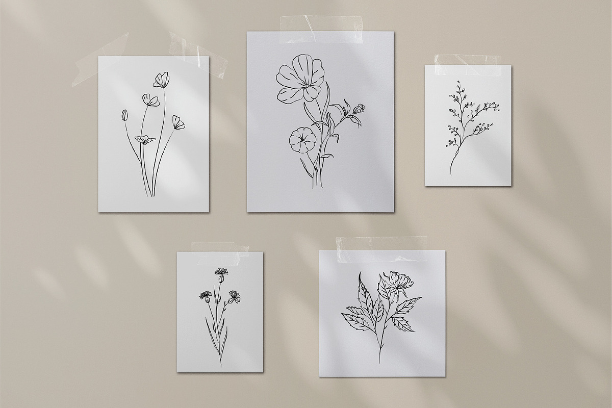 Line Art Wild Flowers Illustrations, a Decorative Illustration by La Petite Line Art (Photo 7 of 12)