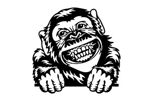 Peeking Monkey - Comic Animal -, an Animal Illustration by Digital-Clipart