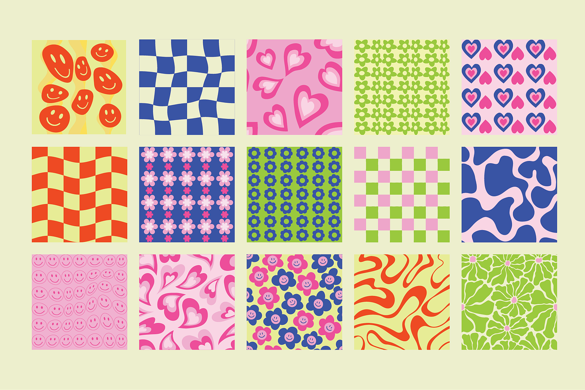 Groovy Seamless Pattern – Vector Set, a Decorative Illustration by Invisual Studio (Photo 2 of 10)