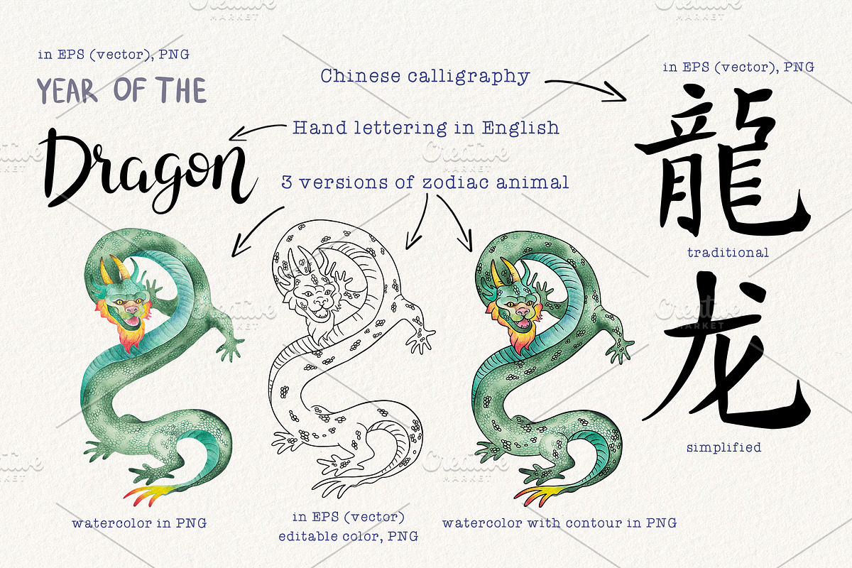 12 Chinese Zodiac Animals set, an Animal Illustration by Alena Solonshchikova (Photo 3 of 13)