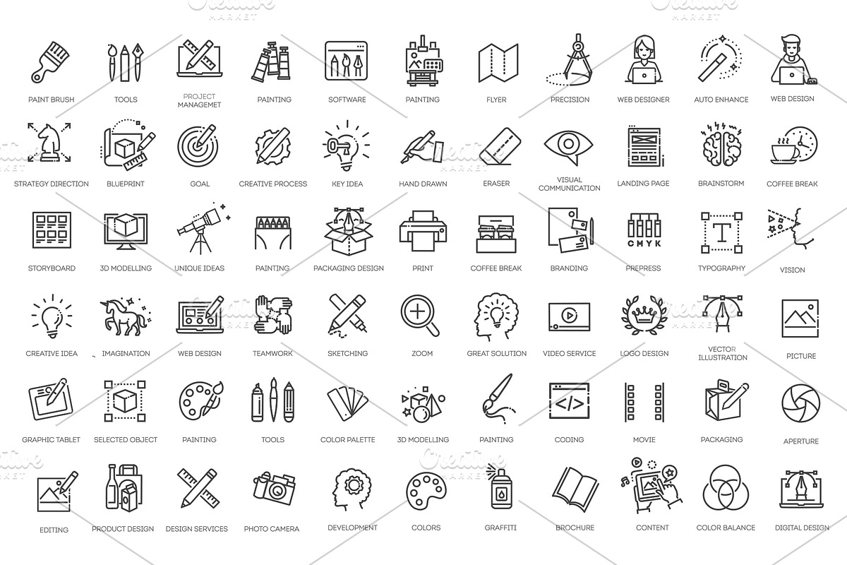 Graphic Design Icons Set, an Outline Icon by Tettygreen (Photo 3 of 3)