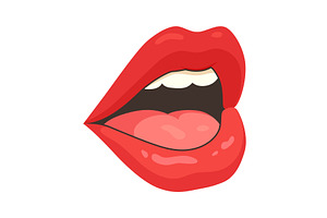 Red lip female. Woman expressed, an Object Illustration by the8monkey