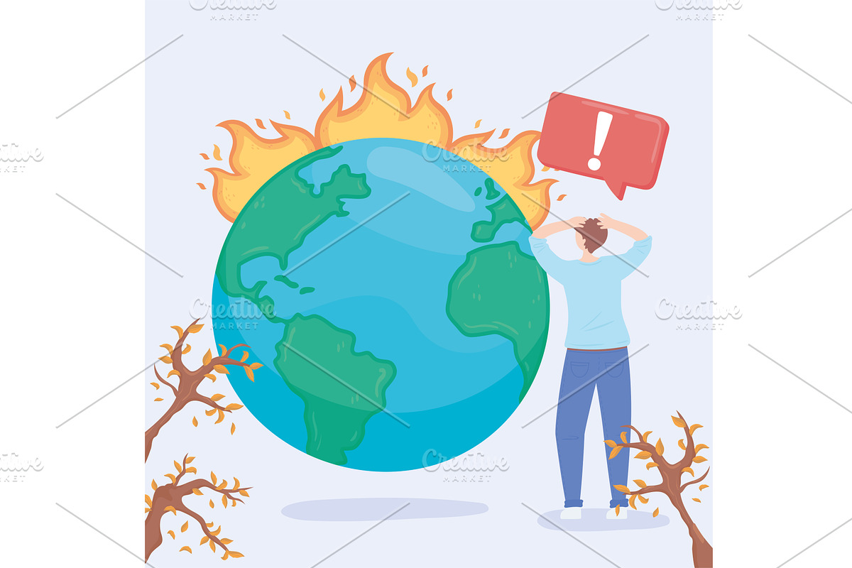 global warming, climate change, an Illustration by studiogstock