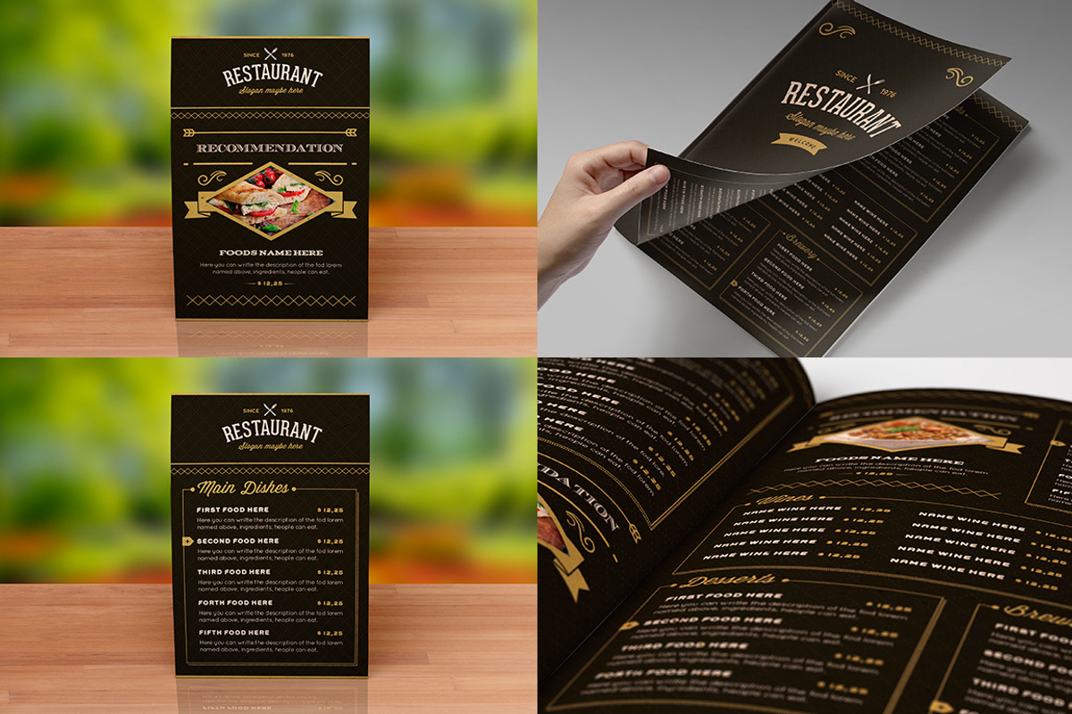 Elegant Food Menu 3 Dark Version, a Brochure Template by Luuqas Design (Photo 5 of 6)