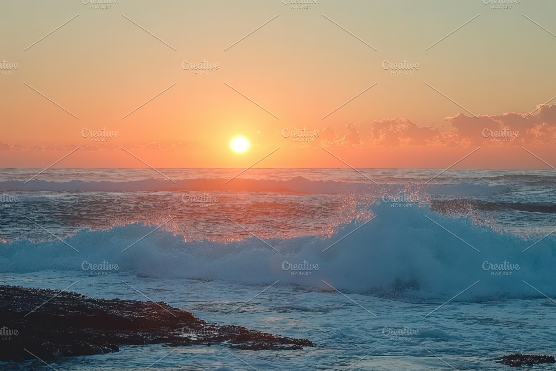 Vibrant sunset over the ocean with c, a Photo by Iftikhar Alam