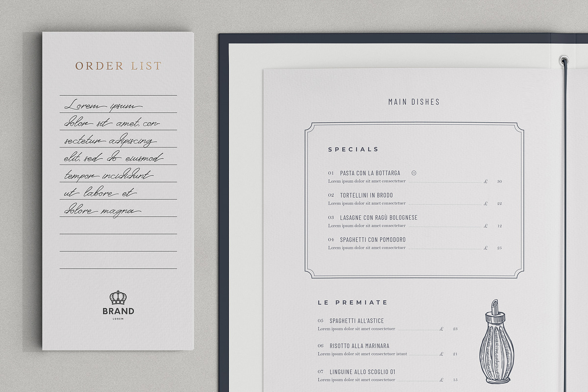 Restaurant Menu & Brand Mockup kit, a Books & Magazine Mockup by Catkie - Digital Art (Photo 4 of 9)