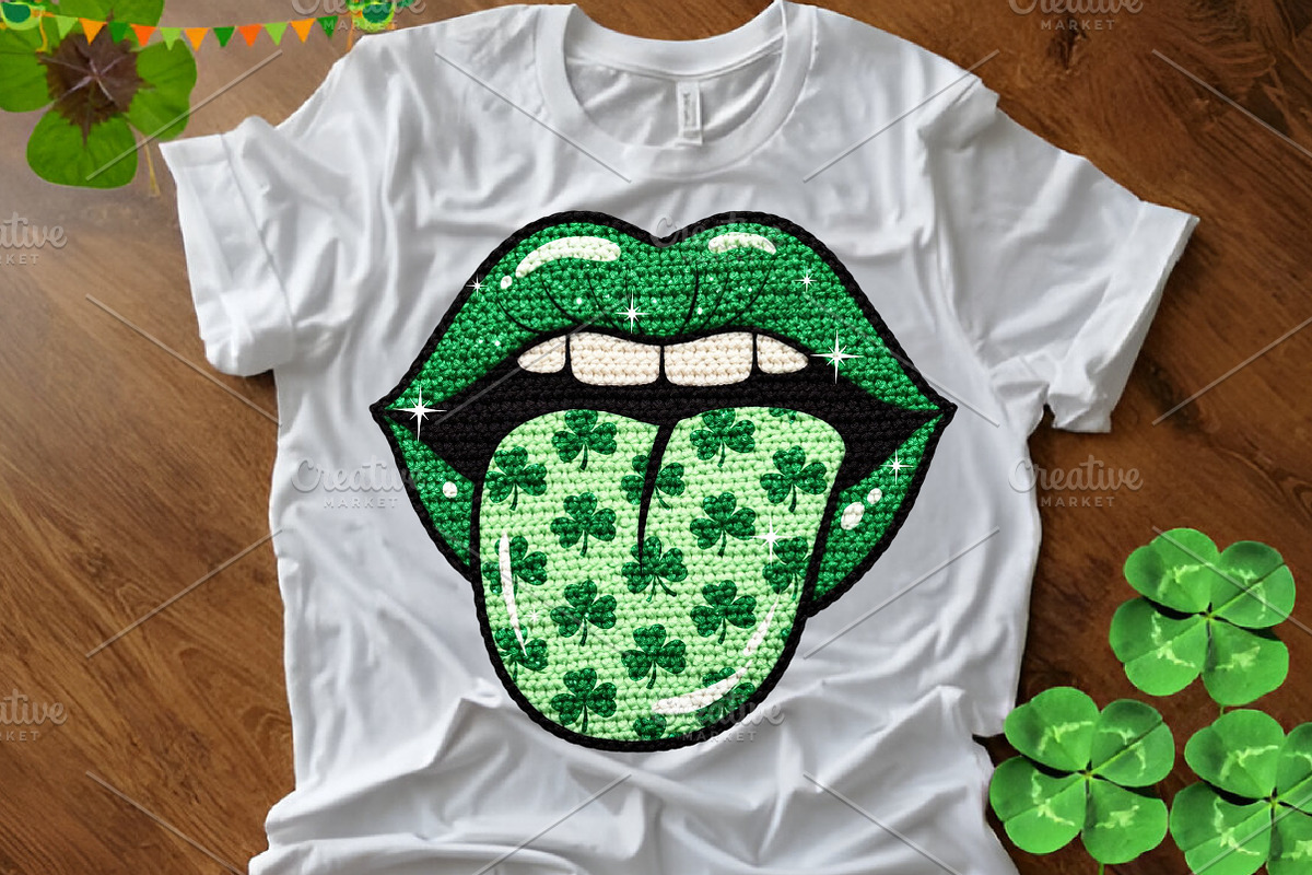 Lucky Shamrock Tongue Lips PNG, an Illustration by Canvas Craft (Photo 3 of 4)