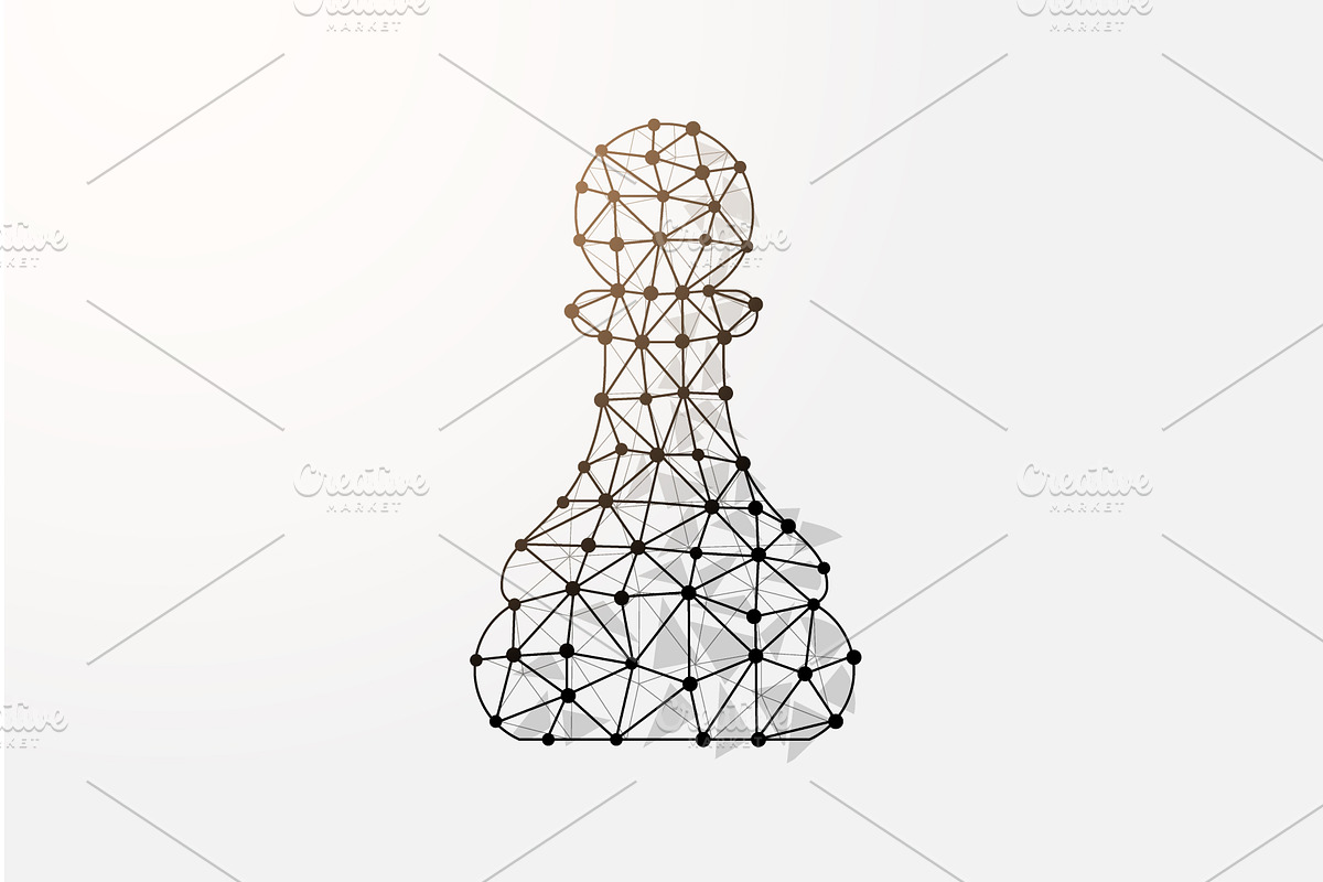 Polygonal chess pawn piece in, an Illustration by GraphiShop