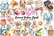 Watercolor Summer Fashion Clipart, an Illustration by Libby Wishes (Thumbnail 1 of 6)