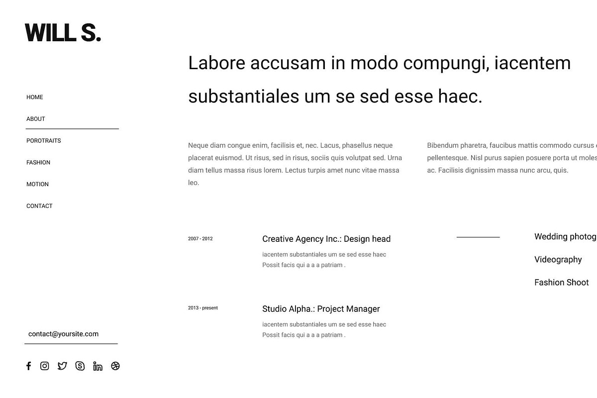 Will - Fashion Photographer Template, a HTML Template by TemplatesJungle (Photo 3 of 4)