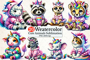 Watercolor Unicorn Cute Animals Clip, a Seasonal Illustration by Rose Art (Thumbnail 1 of 6)