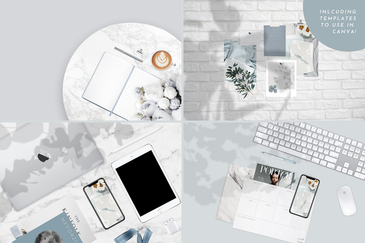 Blue Silver Mockups + Scene Creator, a Books & Magazine Mockup by Girl Boss Stock (Photo 2 of 9)