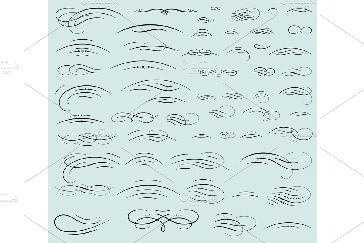 Set of calligraphic swashes, a Decorative Illustration by OneVectorStock